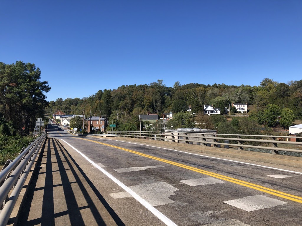 Bridge over the James River separating the counties in the area
